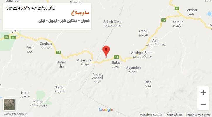 روستای ساوجبلاغ بر روی نقشه
