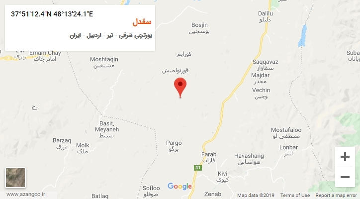 روستای سقدل بر روی نقشه