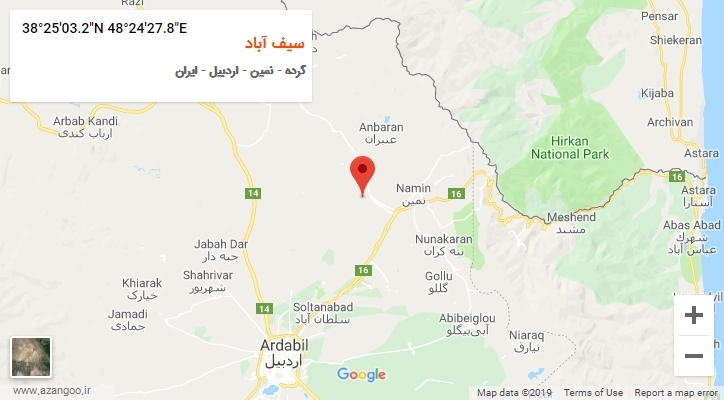 روستای سیف آباد بر روی نقشه