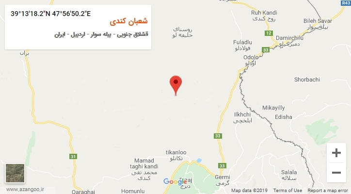 روستای شعبان کندی بر روی نقشه