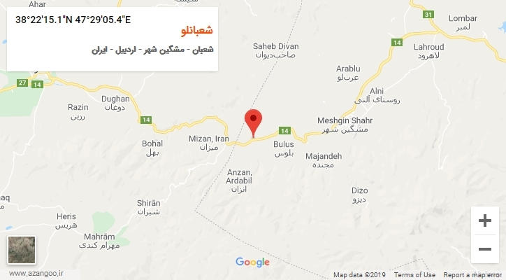 روستای شعبانلو بر روی نقشه