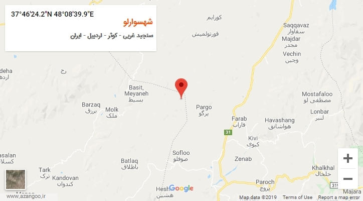 روستای شهسوارلو بر روی نقشه