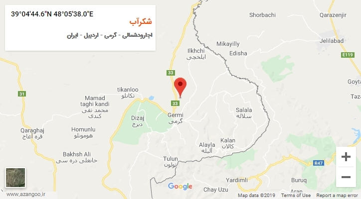 روستای شکرآب بر روی نقشه
