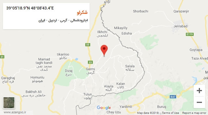 روستای شکرلو بر روی نقشه
