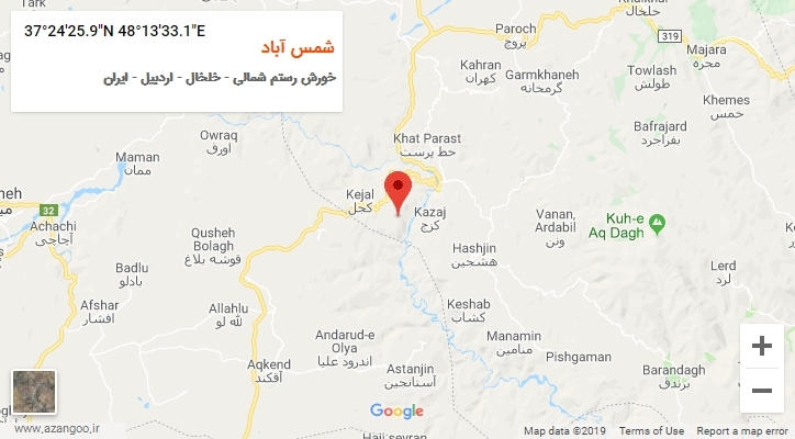 روستای شمس آباد بر روی نقشه