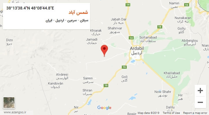 روستای شمس آباد بر روی نقشه