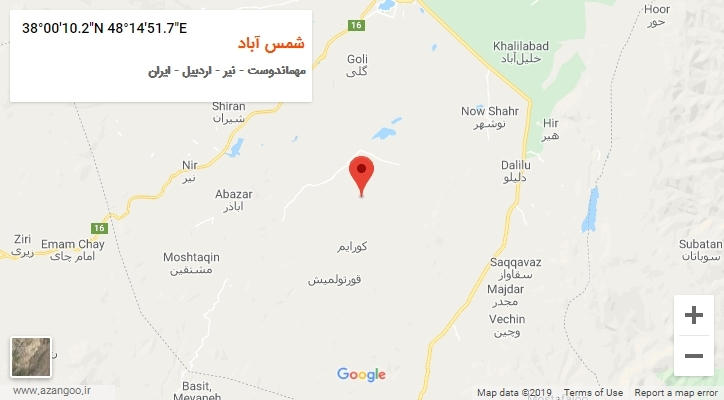 روستای شمس آباد بر روی نقشه