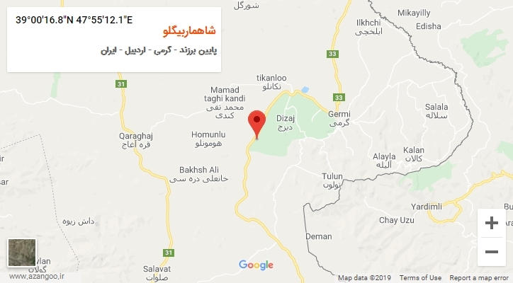 روستای شاهماربیگلو بر روی نقشه