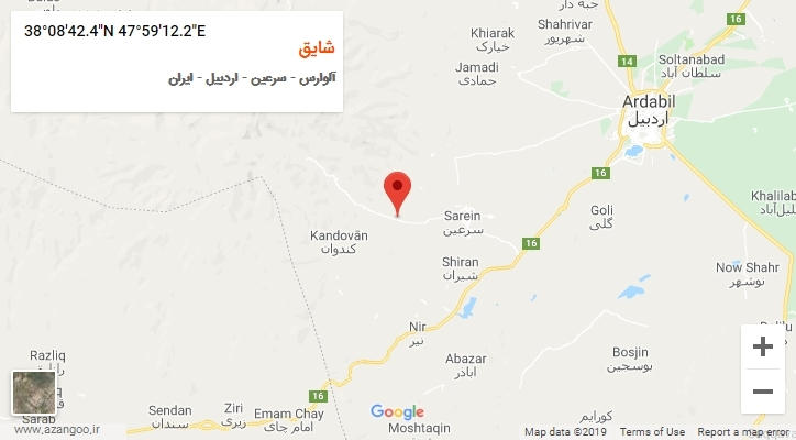 روستای شایق بر روی نقشه