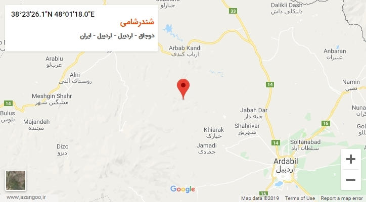 روستای شندرشامی بر روی نقشه