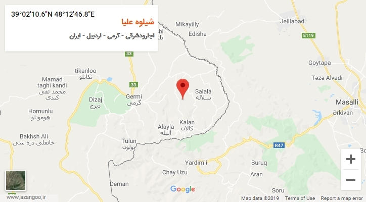 روستای شیلوه علیا بر روی نقشه