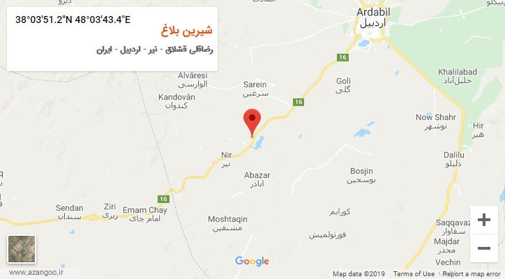 روستای شیرین بلاغ بر روی نقشه