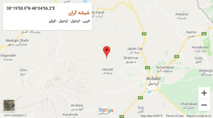 روستای شیشه گران بر روی نقشه