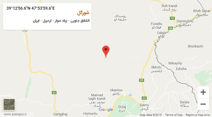 روستای شورگل بر روی نقشه