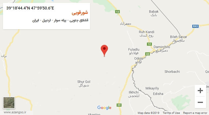 روستای شورقویی بر روی نقشه