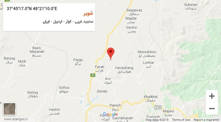 روستای شویر بر روی نقشه