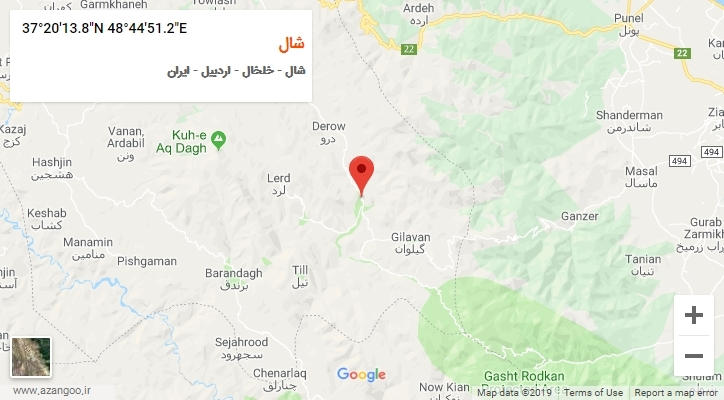 روستای شال بر روی نقشه