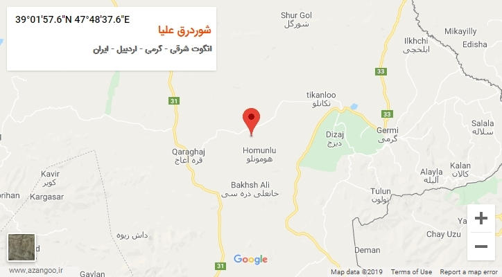روستای شوردرق علیا بر روی نقشه