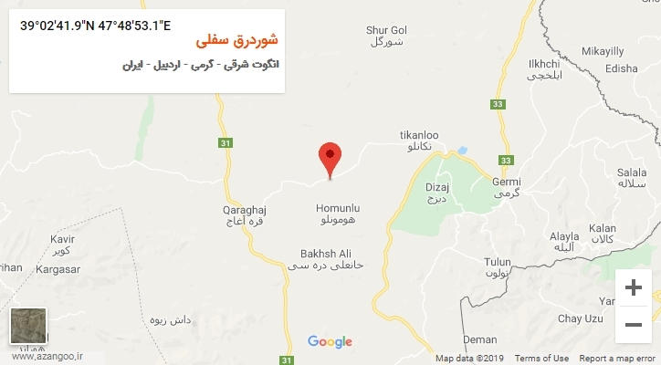 روستای شوردرق سفلی بر روی نقشه
