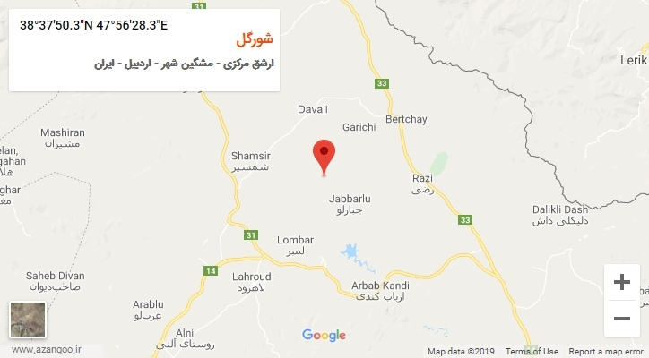 روستای شورگل بر روی نقشه