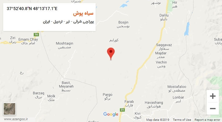 روستای سیاه پوش بر روی نقشه