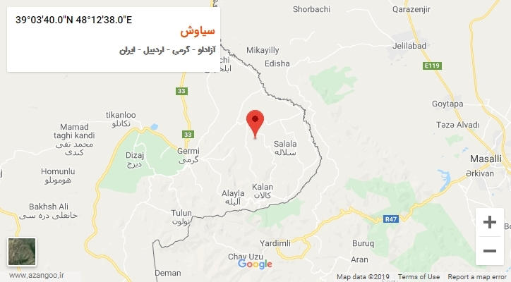 روستای سیاوش بر روی نقشه