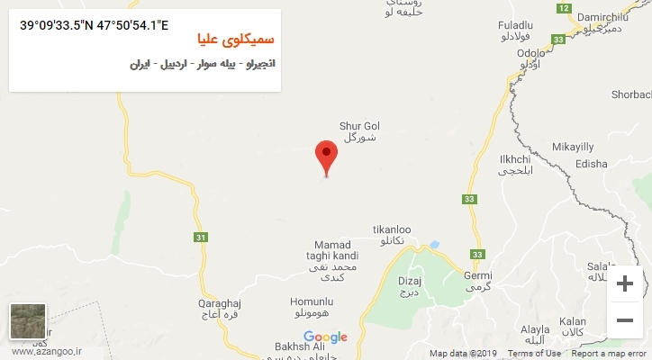 روستای سمیکلوی علیا بر روی نقشه