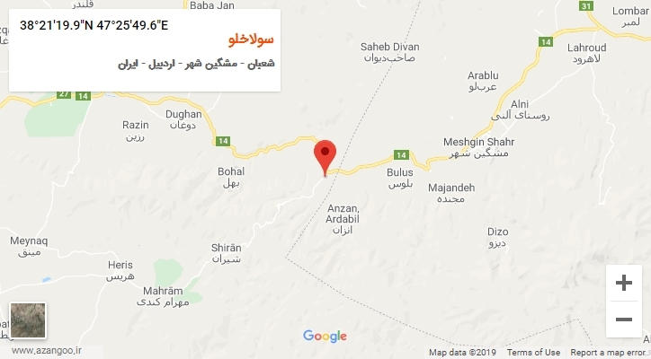 روستای سولاخلو بر روی نقشه