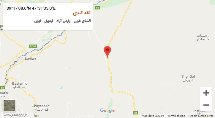 روستای تقه کندی بر روی نقشه