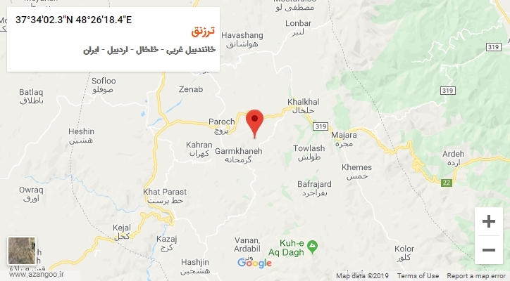 روستای ترزنق بر روی نقشه