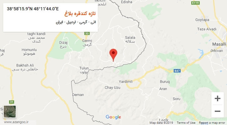 روستای تازه کندقره بلاغ بر روی نقشه