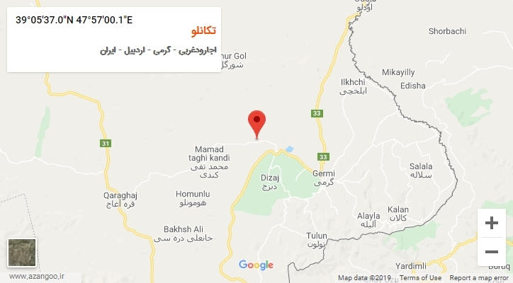 روستای تکانلو بر روی نقشه
