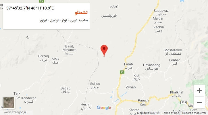 روستای تشمنلو بر روی نقشه