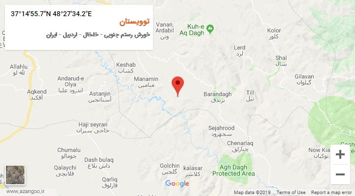 روستای توویستان بر روی نقشه