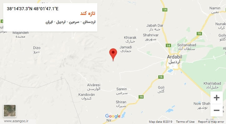 روستای تازه کند بر روی نقشه