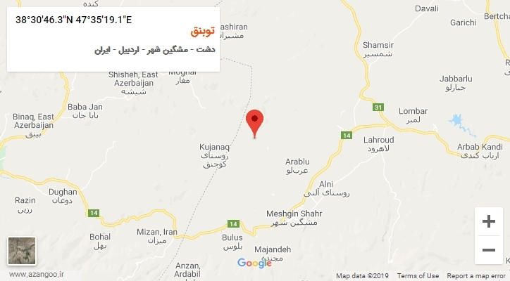 روستای توبنق بر روی نقشه