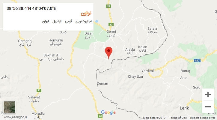 روستای تولون بر روی نقشه