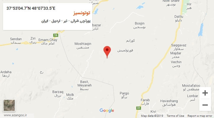 روستای توتونسیز بر روی نقشه