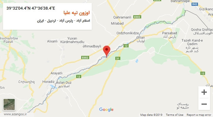 روستای اوزون تپه علیا بر روی نقشه