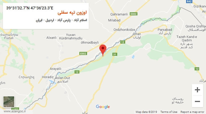 روستای اوزون تپه سفلی بر روی نقشه