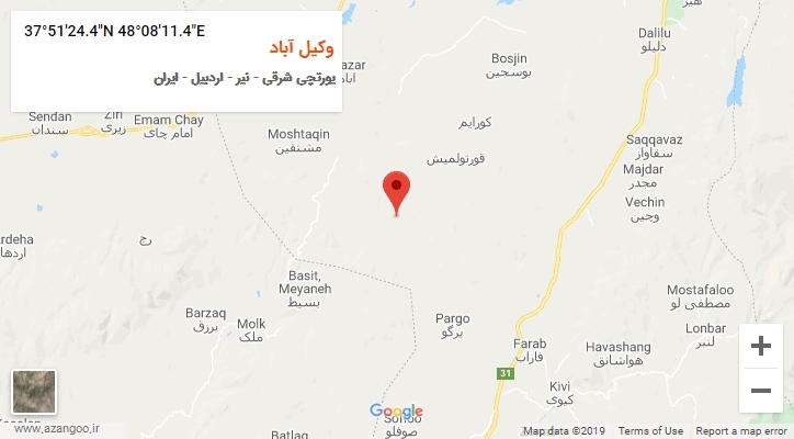 روستای وکیل آباد بر روی نقشه