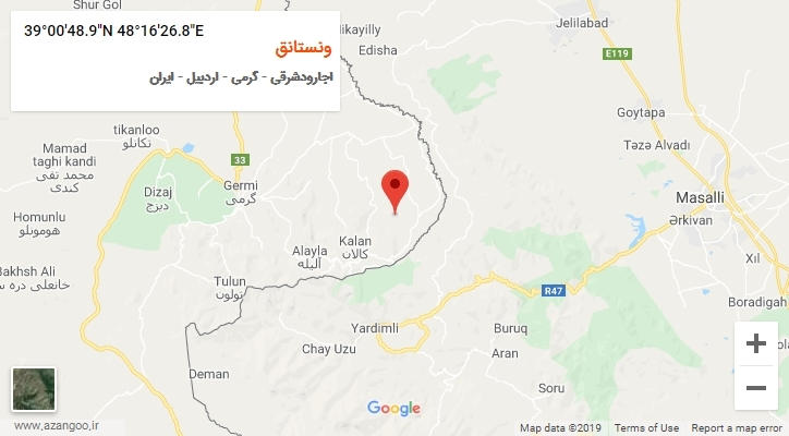 روستای ونستانق بر روی نقشه