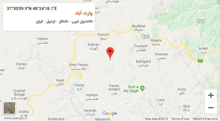 روستای وارث آباد بر روی نقشه
