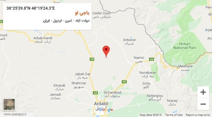 روستای یاجی لو بر روی نقشه