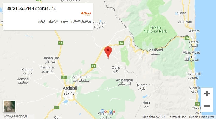 روستای ییجه بر روی نقشه