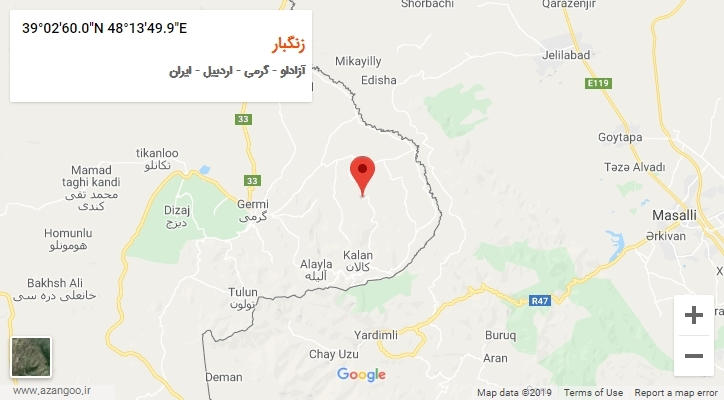 روستای زنگبار بر روی نقشه