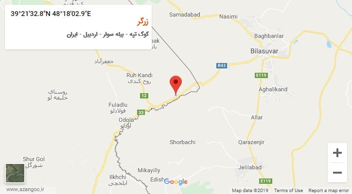روستای زرگر بر روی نقشه