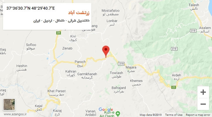 روستای زرتشت آباد بر روی نقشه