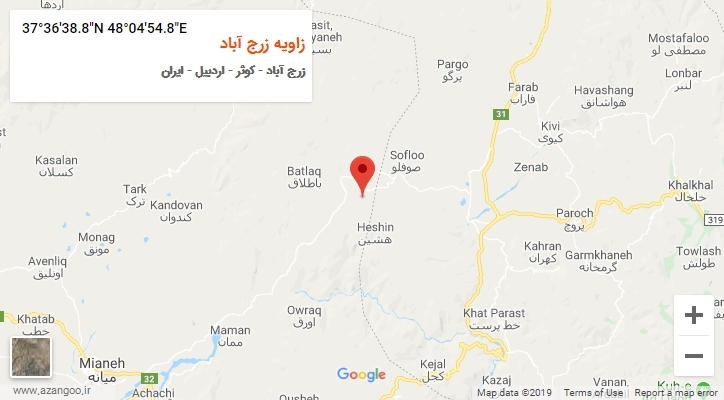 روستای زاویه زرج آباد بر روی نقشه