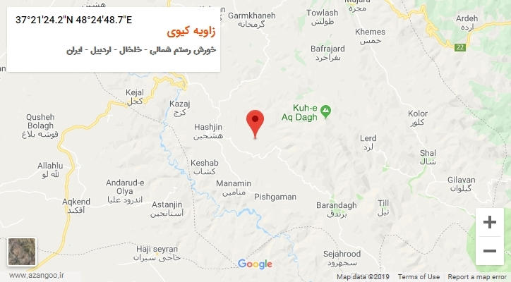 روستای زاویه کیوی بر روی نقشه